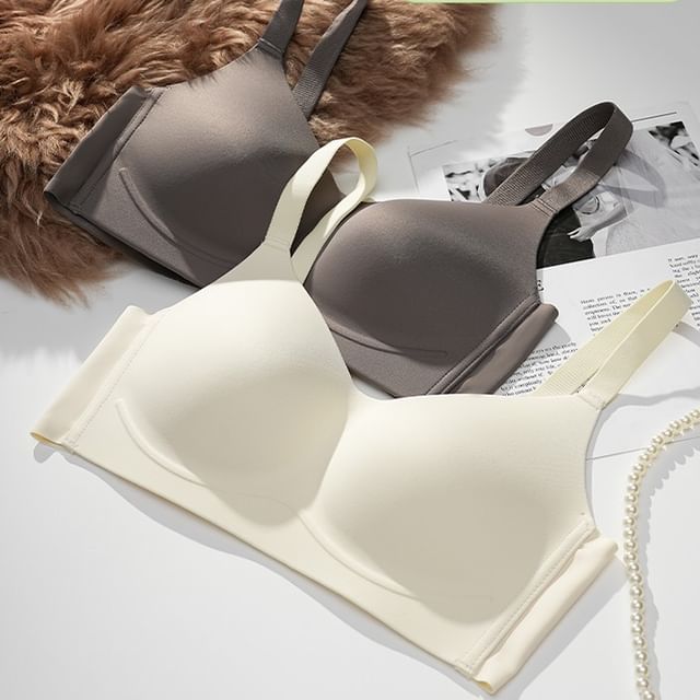 HYG Lingerie-Plain Seamless Push Up Bra Set