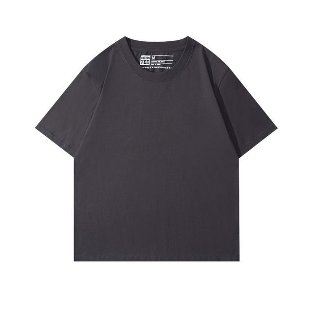 monroll-Short-Sleeve Crew Neck Plain T-Shirt