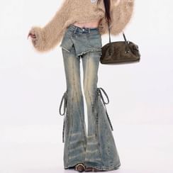 Necooer Distressed Jeans voor Dames Bell Bottom Jeans Voor Dames Stretch Skinny Denim Jeans Met Hoge Taille, D-lichtblauw, XXL