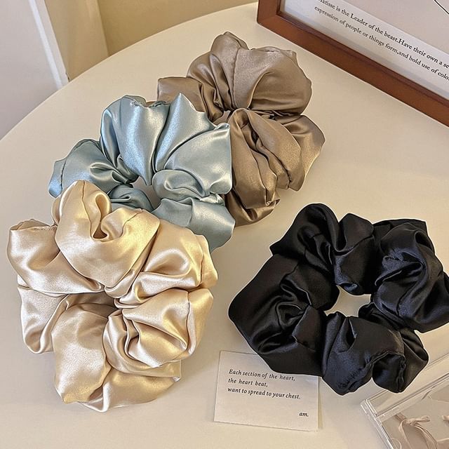 Daeuni-Plain Satin Hair Scrunchie