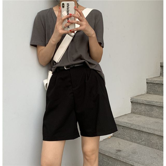 Vallepop - High Waist Wide Leg Shorts 
