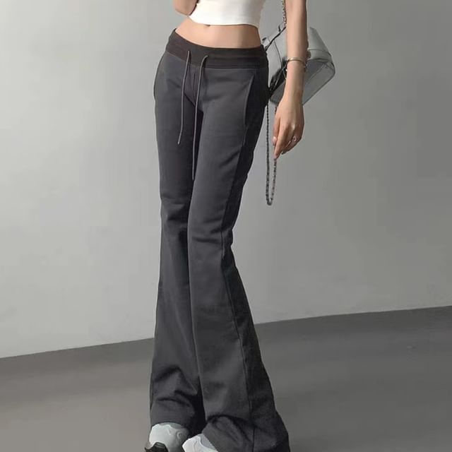 Larlige Low Rise Plain Flared Sweatpants YesStyle