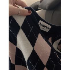 maybe-baby - Cropped Argyle Cardigan maybe-baby - Cropped Argyle Cardigan