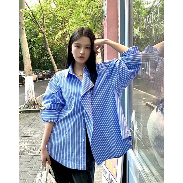 Alfie-Striped Button-Up Shirt