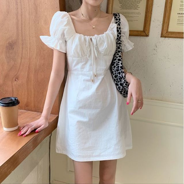 Yako - Short-Sleeve U-Neck Plain Mini A-Line Dress | YesStyle Yako - Short-Sleeve U-Neck Plain Mini A-Line Dress | YesStyle