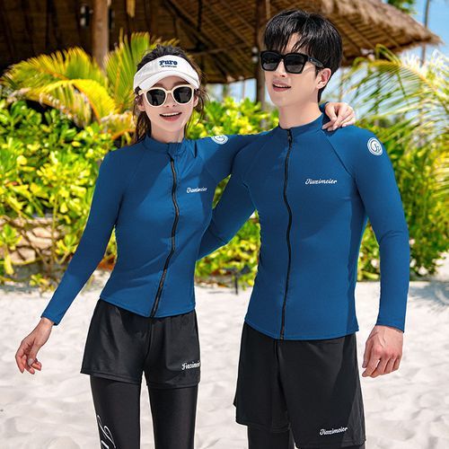 Salanghae - Couple Matching Printed Rash Guard / Swim Shorts / Set