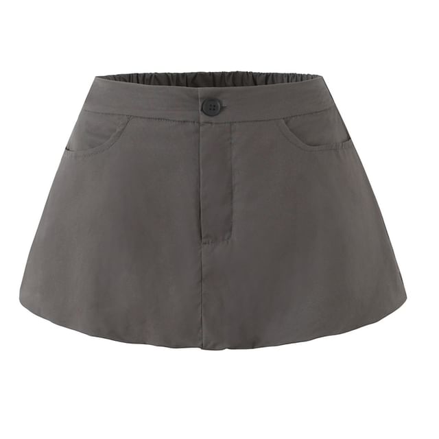 Ulark-High Rise Plain Mini A-Line Skirt