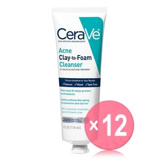 CeraVe - Acne Clay-To-Foam Cleanser 2% Salicylic Acid Acne Treatment (x12) (Bulk Box)