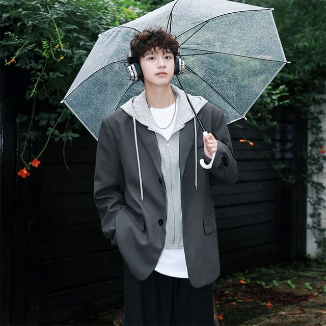 Priam-Mock Two-Piece Hooded Button-Up Jacket