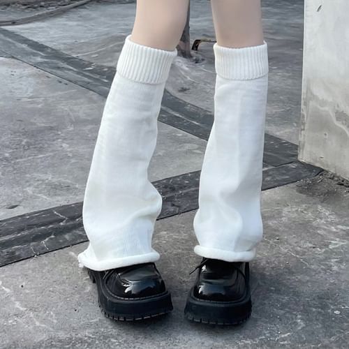 White Ribbed Flared Leg Warmers, Accessories