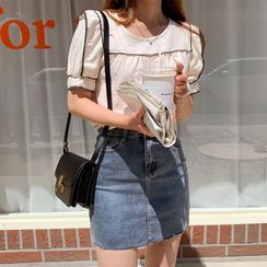 Envy Look - Round-Neck Pipe-Trim Top Envy Look - Round-Neck Pipe-Trim Top