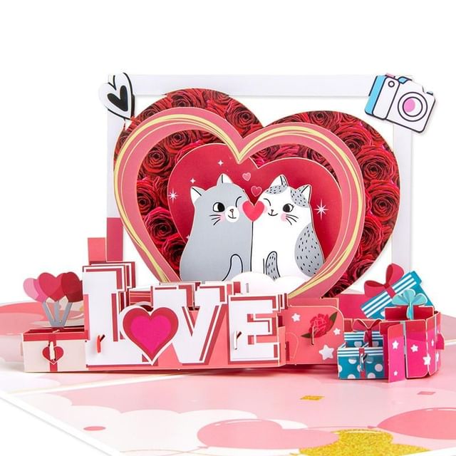 ekapop-Cat Valentines Day 3D Greeting Card