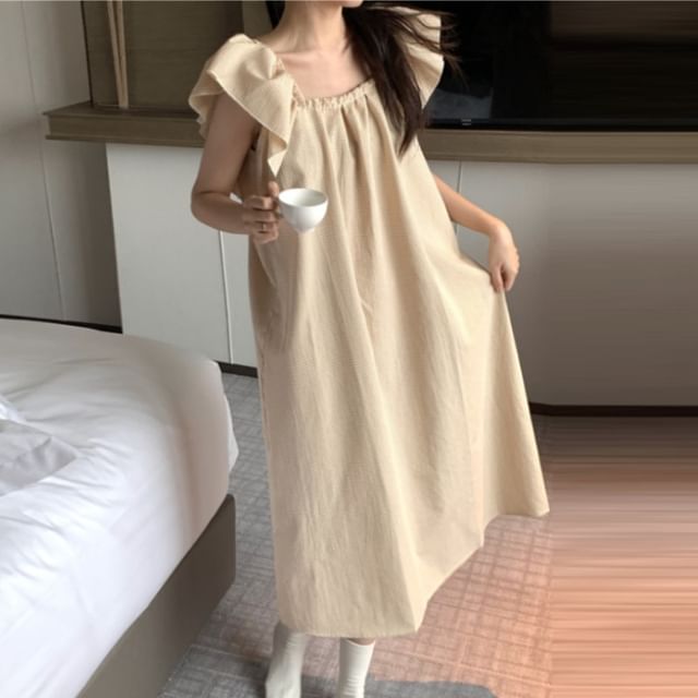 Sadelle-Plaid Pajama Dress