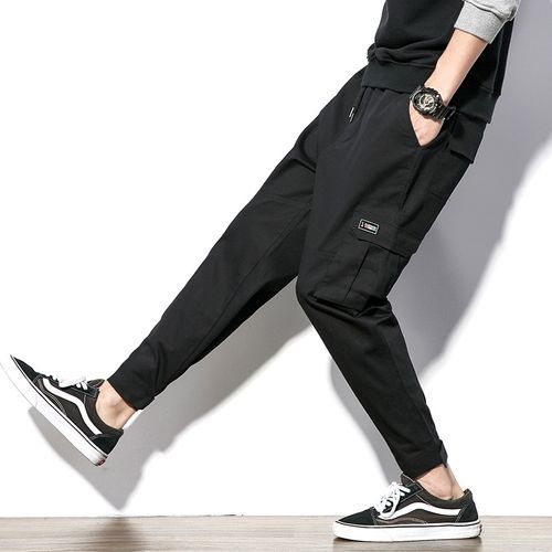 Lefitt - Mid Rise Plain Cropped Harem Cargo Pants | YesStyle