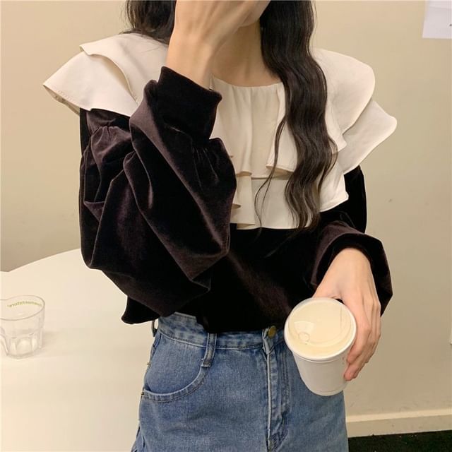 Sisyphi-Collared Two Tone Blouse