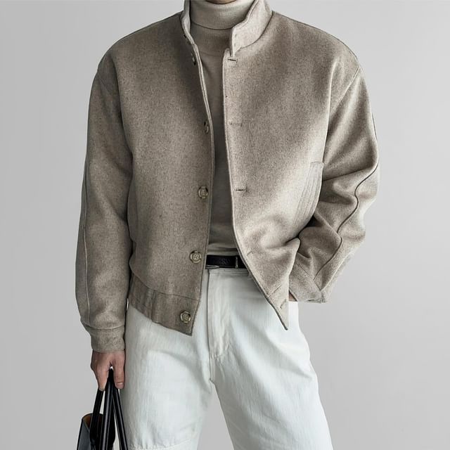 Okwano-Plain Single-Breasted Coat