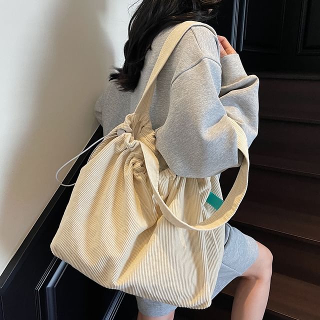 Melois-Corduroy Plain Tote Bag