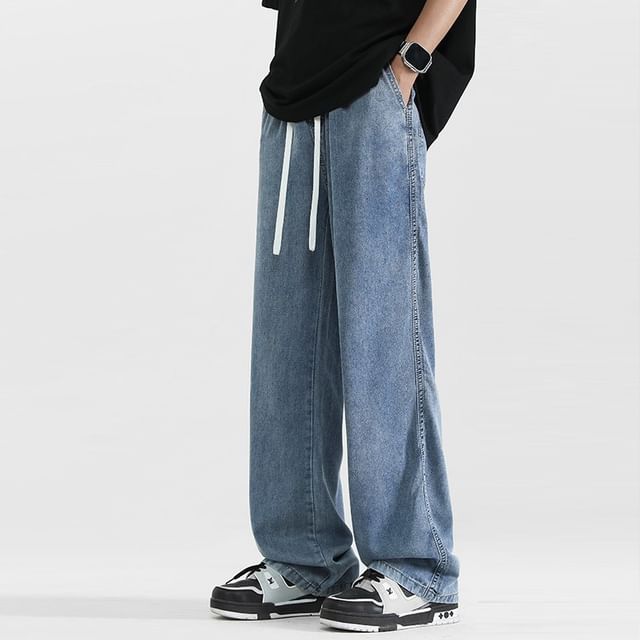 Nataro-Mid Rise Washed Wide Leg Jeans