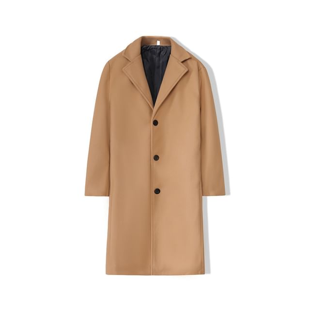YIKES-Collared Plain Midi Button Coat
