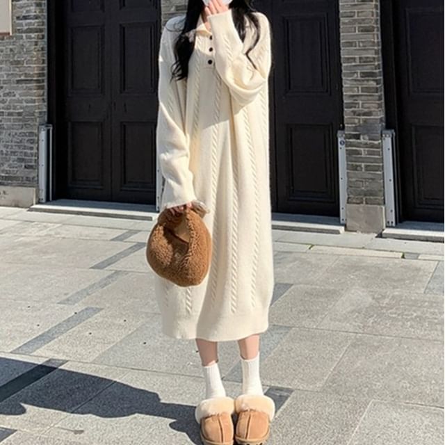 chinese dress ladies Gwyneth White Sweater Midi Dress