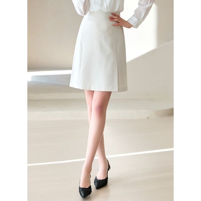 Styleonme-Slit-Front H-Line Skirt