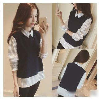 Happo-Mock Two Piece Chiffon Blouse