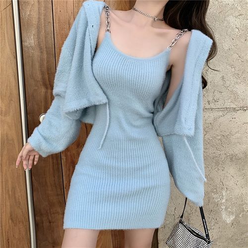 Slowmak - Chain Strap Knit Dress 