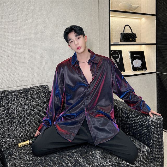 Patow-Long-Sleeve Iridescent Shirt
