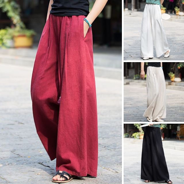 Supernova-High Waist Plain Wide Leg Pants