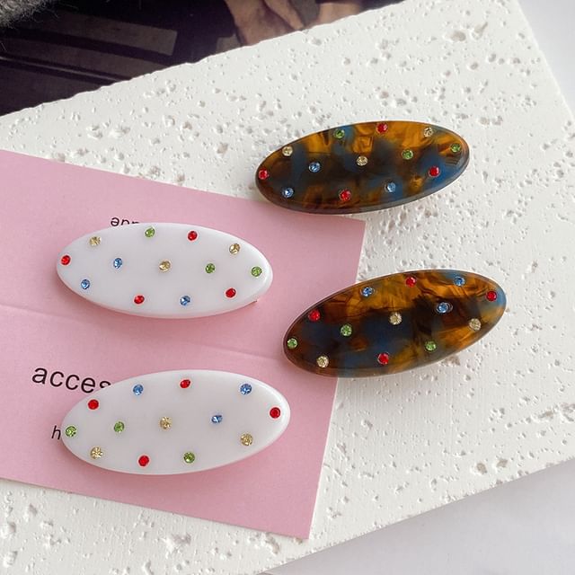 Kiren-Oval Rhinestone Hair Clip