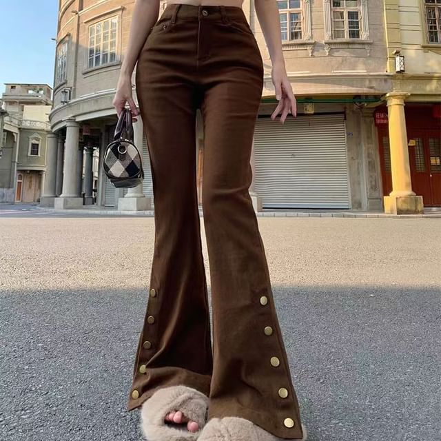 Everose-High Waist Flared Jeans