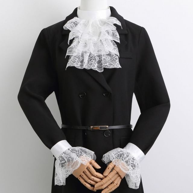 MIOW-Lace Ruffle Decorative Collar Wrist Cuffs Set