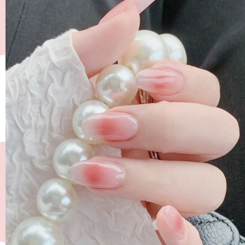 24pcs Short Oval Shaped Cute French Style Hand Painted White Butterfly Nail  Tips With 1pc Buffer And 1pc Jelly Sheet | SHEIN