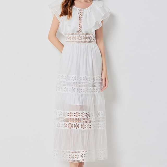 knee length dresses for ladies Aurora Ruffle Maxi Dress – honey main image 1