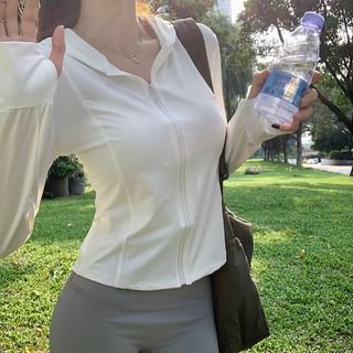 Miss Kekeli Anti-UV Sunscreen Sun Protection Hooded Zip-Up Plain Slim Fit Jacket Sale