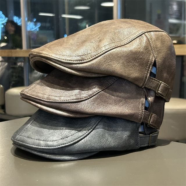 FROME-Faux Leather Flat Cap