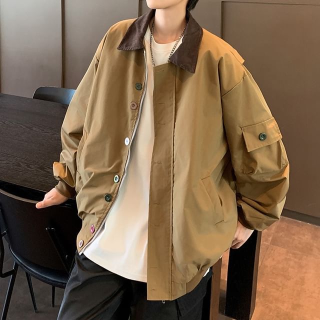 Lorencho-Plain Pocket Detail Single-Breasted Jacket