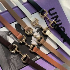 DABAGIRL - Horsebit-Buckle Slim Pleather Belt DABAGIRL - Horsebit-Buckle Slim Pleather Belt