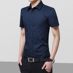 Bangap - 純色短袖襯衫 Bangap - 純色短袖襯衫