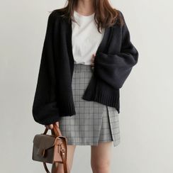 Lumierii - Open-Front Cardigan / Lace Trim Undershorts Lumierii - Open-Front Cardigan / Lace Trim Undershorts
