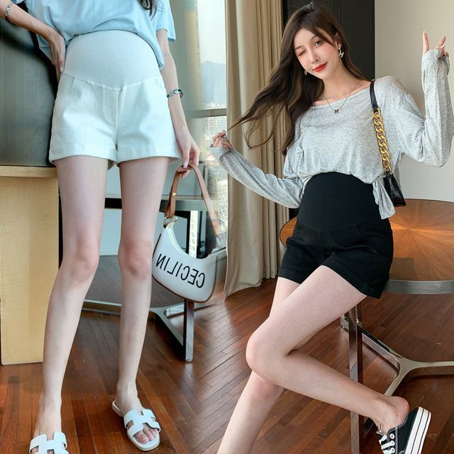 Rosy Street-Maternity High Waist Plain Shorts