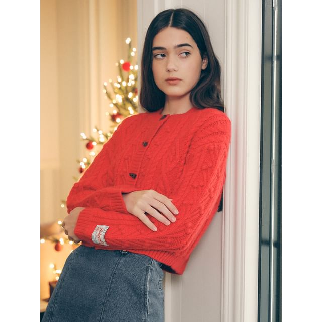 Cable Knit Red Shawl Cardigan Shop Textured Cable Knit Shawl Neck