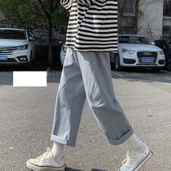 FOEV - Plain Straight-Cut Cropped Pants FOEV - Plain Straight-Cut Cropped Pants