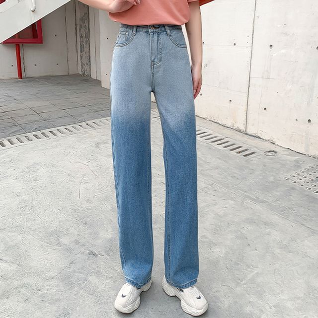 Everose-High Waist Washed Loose Fit Jeans