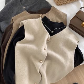 Beaustreet-Plain Single-Breasted Sweater Vest