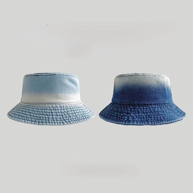 Frior-Gradient Washed Denim Bucket Hat