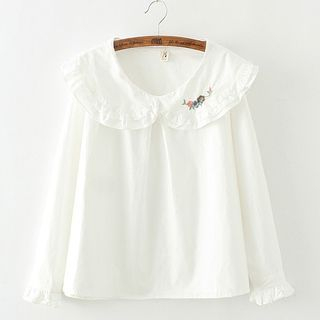 Citree Floral Embroidered Peterpan Collar Shirt | YesStyle
