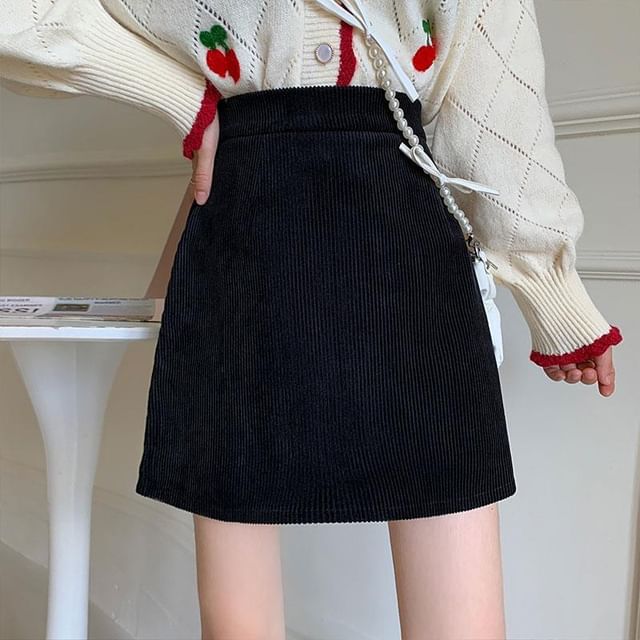 Sisyphi-High Rise Plain Mini Pencil Skirt