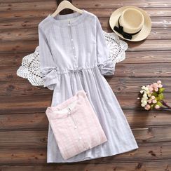 Angel Love - Long-Sleeve Floral Print A-Line Dress Angel Love - Long-Sleeve Floral Print A-Line Dress