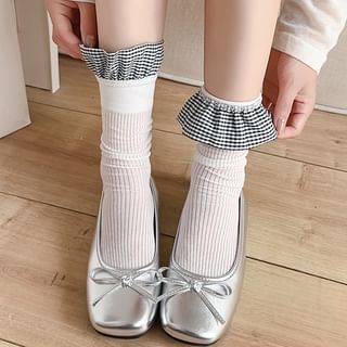 Cloudrelf Gingham Panel Ribbed Socks Sale